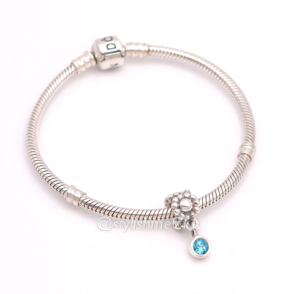 Authentic PANDORA Retired Blue Dew Drop Dangle Charm - Picture 5 of 10